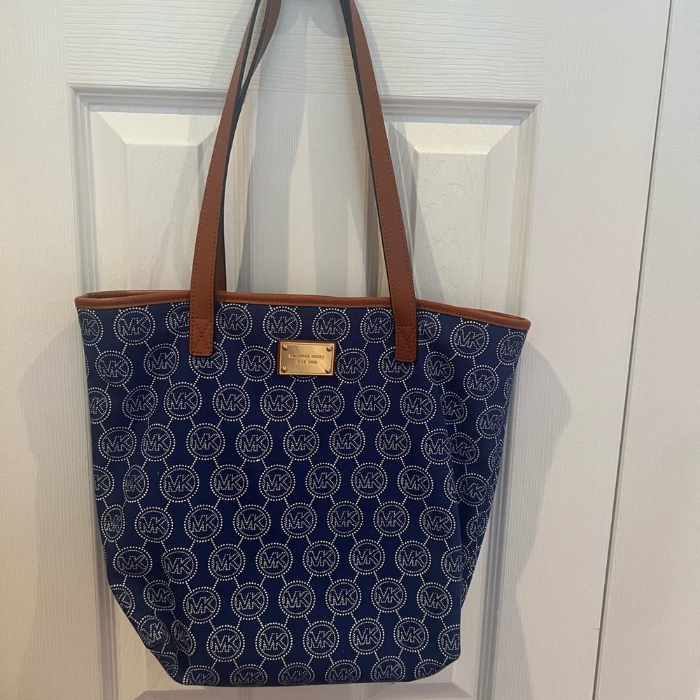 Michael Kors Blue Canvas Tote Bag